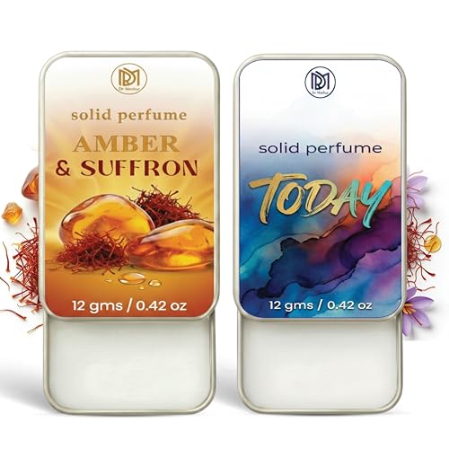 Image of Dr.Mashur Solid Perfume |Amber & Saffron&Today Alcohol Free Wax Perfume Balm, Long Lasting | Pocket Tin 12g, Pack Of 2| Non Greasy Smooth Glide, Travel Friendly Unisex Gifts He Or Her
