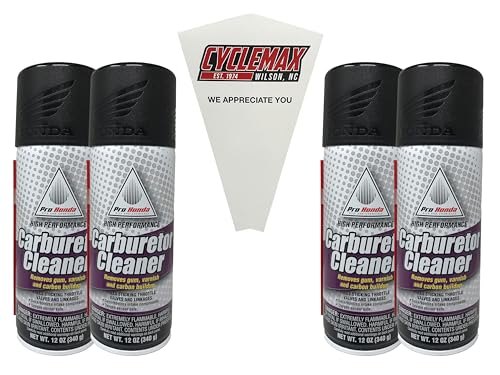 Cyclemax Four Pack compatible with Honda High Performance Carburetor Cleaner 08732-CC000 Contains Four 12oz Cans and a Funnel