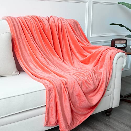 Image of NANPIPER Fleece Blankets, Super Soft Flannel King Size Blanket for Bed, Luxury Cozy Microfiber Plush Fuzzy Blanket,Living Coral