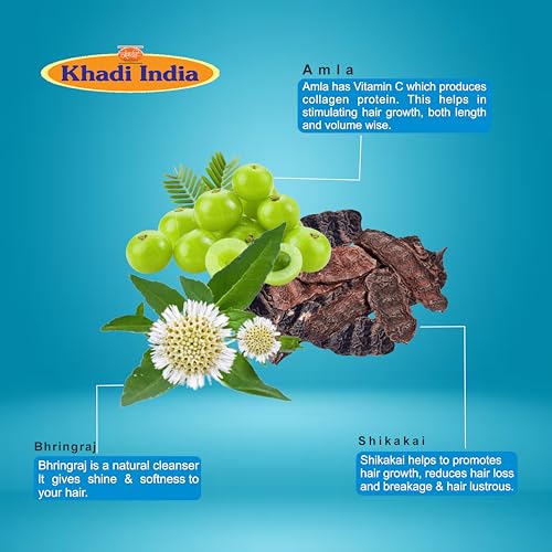 Image of Khadi Amla Bhringraj Shikakai Shampoo - 100% Natural Ayurvedic Cleanser for Strong, Healthy Hair - Sulfate-Free, Paraben-Free - Reduces Hair Fall & Dandruff - 200ml