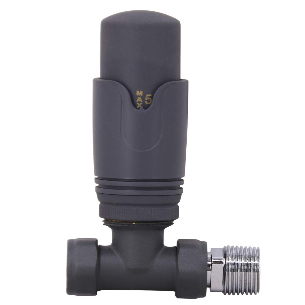 Nrg Anthracite Standard Straight Thermostatic Radiator Valve Central Heating Taps