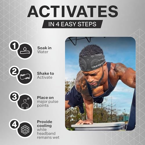 Image of COLD FACTOR Cooling Headband for Women and Men - UPF 50+ Advanced Evaporative Comfort, Instant Cooling Sweatband for Outdoor Sports, Fitness, Yoga, Hiking, Running, and Workout