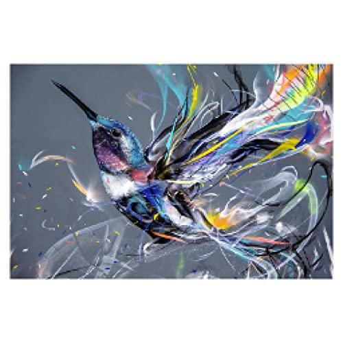 Peinture toile colibri graffiti abstrait pour habiller un grand mur vide de salon