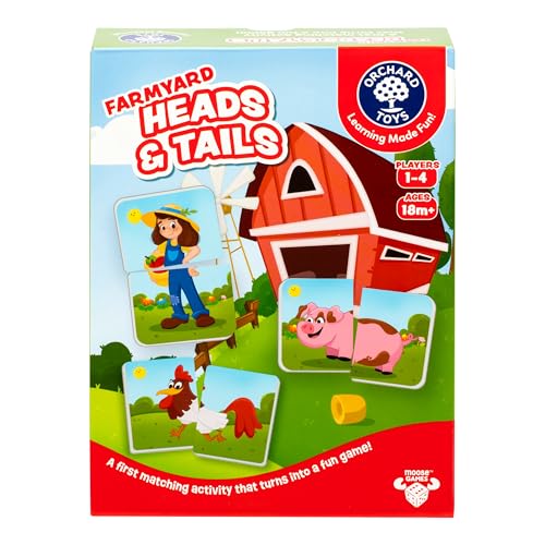 ORCHARD TOYS, Farmyard Heads & Tails Game - New Art, A First Matching Activity That Develops Into a Fun Game, 24 Updated Chunky Cards, Age 18 Months+, 1-4 Players