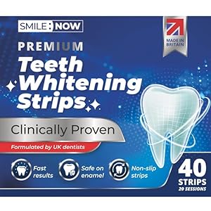 Tanden bleken strips – 20 Pap tanden whitener sessies – gemaakt in het Verenigd Koninkrijk – Niet-gevoelige 40 peroxidevrije strips – emaille veilig door SMILE:NOW