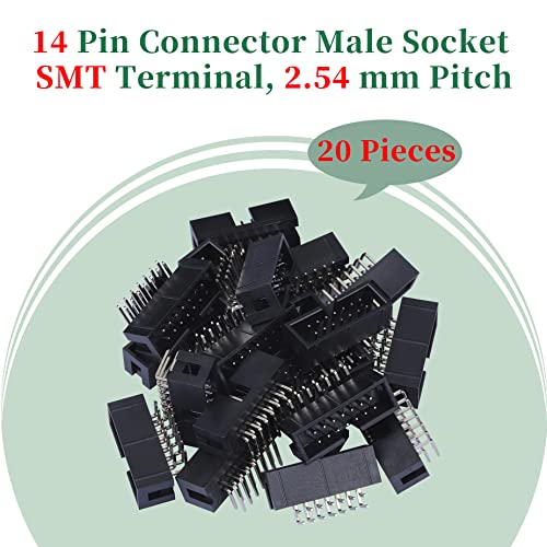 Pzsmocn 20 Pieces IDC 2 * 7 Double Row 2.54 mm Pitch JTAG ISP 14-Pin Box Header Connector Adapter Cable Male Socket SMT Terminal for PCB Electronic Equipment Projects - Image 3