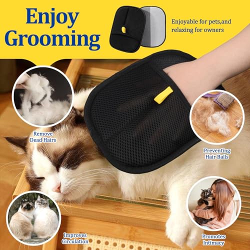 2 Stück Fell Magnet Handschuh, Fellmagnet Handschuh Katzenhaare für Hunde & Katzen, Tierhaarentferner Bürste, Pet Hair Remover, Antistatische Handschuhe Doppelseitige, Double Sided Grooming Glove (B)