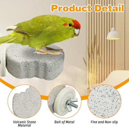 Image of PINVNBY 8 PCS Bird Perch Parrot Beak Grinding Stone Calcium Mineral Parrot Perch Foot Claws Trimmer Chewing Toy Bird Cage Accessories for Small Medium Budgie Cockatiel Conure Lovebird (Lune)