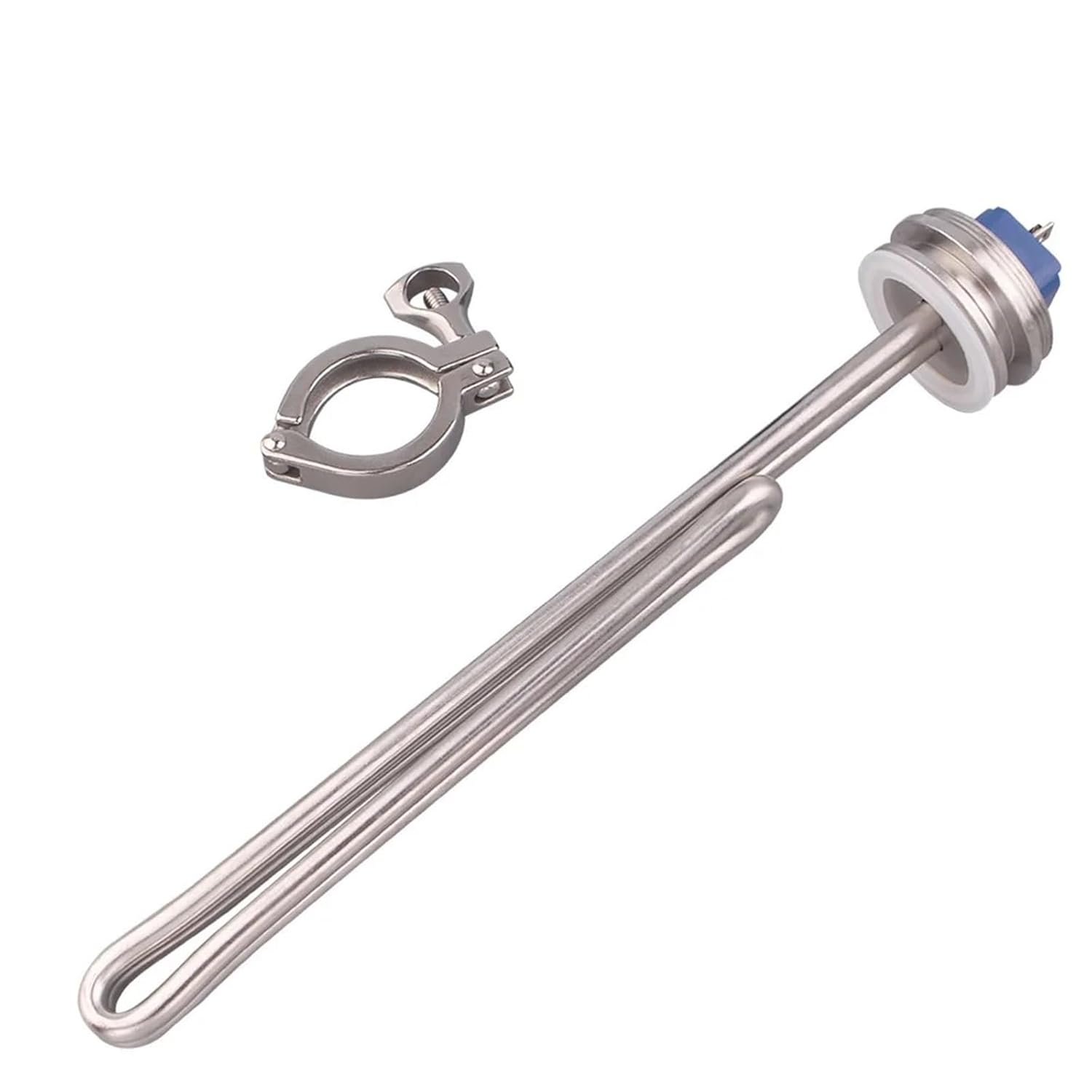 1pcs 1.5 inch Tri-clamp Water Heating Element Immersion Heater with SUS Cover Liquid Heater for Brewing 240v 2.5kw to 5.5kw(with clamp Set,Black Cover_3.5KW L280MM)