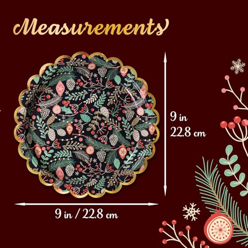 Image of Confettiville Christmas Paper Plates, 50-Count Disposable Christmas Dinner Plates, Scalloped Gold, Party Supplies