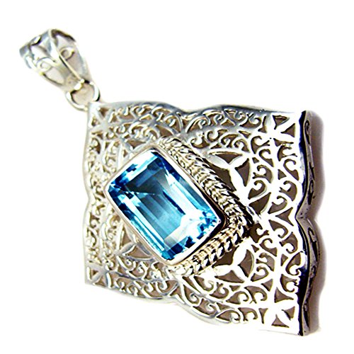 Image of New Year's Gifts Custom Ring Bride Gift Promise Ring Indian Jewelry Ring Band Natural Blue Topaz Silver Locket Birthstone Charms Victorian Style Emerald Cut Stone