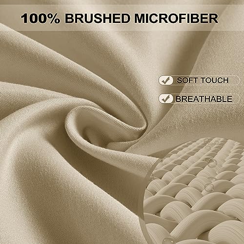 FreshCulture Twin Fitted Sheet Only 2 Pack - Hotel Quality Fitted Sheet Twin Size - Ultra Soft & Breathable - Brushed Microfiber - Deep Pocket - Cooling Fitted Sheets for Twin Size Bed (Beige)