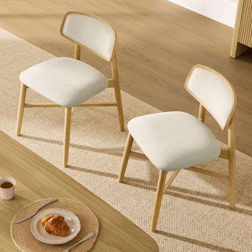 CHITA Wooden Dining Chairs Set of 2, Upholstered Seat, Oak