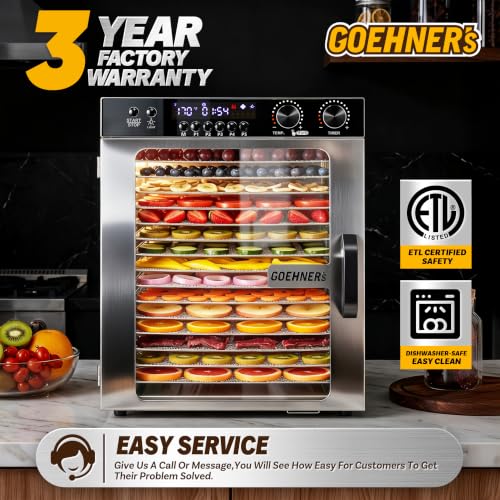 Image of Food Dehydrator for Jerky 15 Trays, 1100W Meat Dehydrator Machine Up to 194F with 5 Presets & 48H Timer, 12ft Food Dryer for Dog Treats, Herbs, Fruit and Veggies
