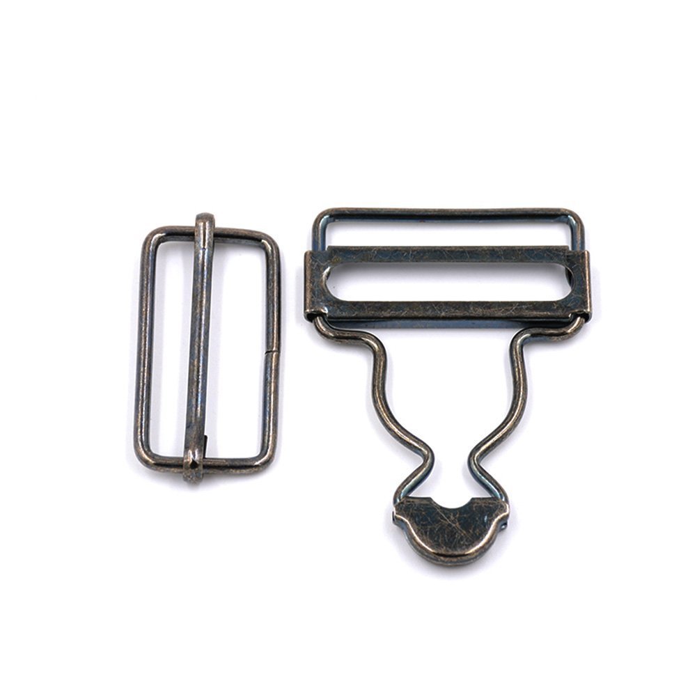 4 sets Bib Pants Suspenders Overall Buckles Adjustment Rectangle Sliding Buckle Metal Button