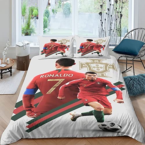 Enfunt-Home Les Stars du Football Housse de Couette 140x200cm,Parure de Lit en Microfibre - avec 1 Taie d'oreiller 65x65cm