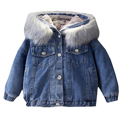 Toddler Babys Newborn Infant Girls Boys Fleece Thick Warm Hooded Jean Coat Spring Winter Clothes (b-Grey, 6-12 Months)