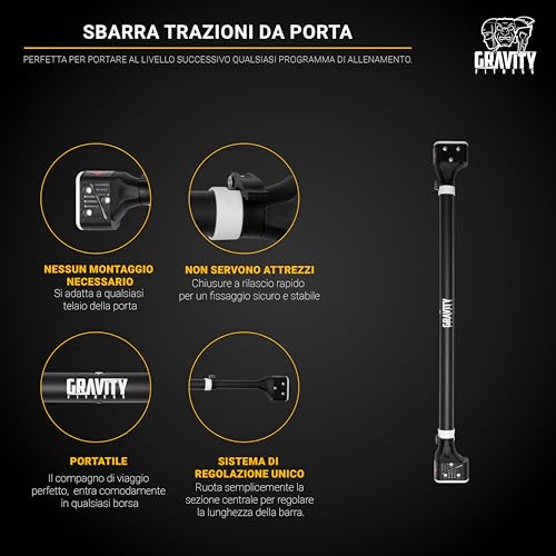 Gravity Fitness Pull-Up Bar for Doorway – Adjustable Chin-Up Bar (28.3in-37.4in) No Screws Installation - Adjustable Pull Up Bar for Upper Body Workouts, Strength Training at Home Gym - Image 3