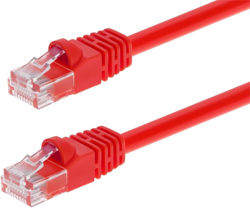 Monoprice Cat5e 5ft Red Patch Cable UTP 24AWG 350MHz Pure Bare Copper Snagless RJ45 Fullboot Series Ethernet Cable