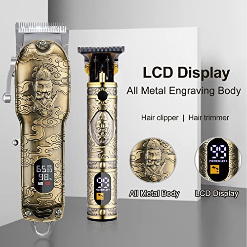 Soonsell Hair Clippers For Men T-Blade Trimmer Set,Man Professional Cordless Barber Clippers Set ，Blade Close Cutting Beard Trimmer ，Lcd Display(Gold) #TOP5