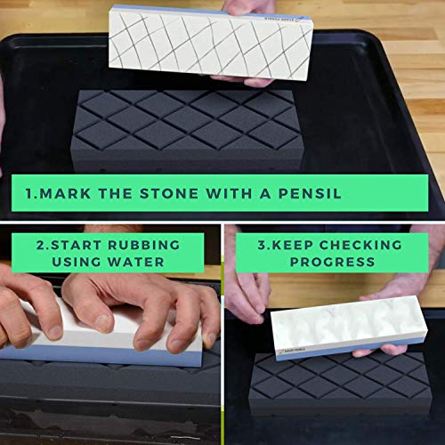 Sharp Pebble Large Flattening Stone- Dual Grit Coarse/Fine Sharpening Stones Flattener- Diamond Grooves Whetstone Fixer-Re Level Any Whetstones & Waterstones #TOP6