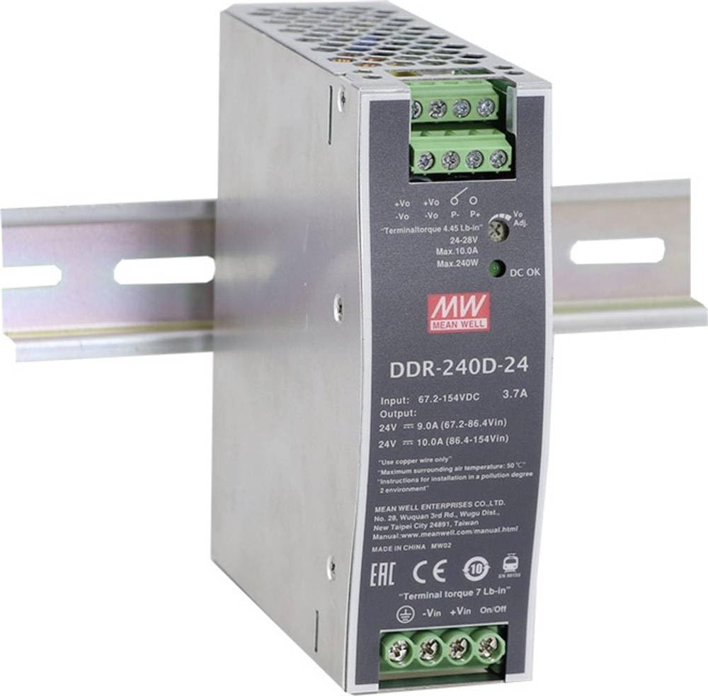Mean Well DDR-240C-24 Hutschienen-DC/DC-Wandler (DIN-Rail) 24 V/DC 10 A 240 W Anzahl Ausgänge:1 x Inhalt 1 St.