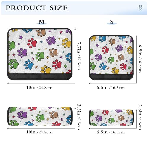 Image of 2 Pack Seatbelt Covers Seat Belt Cover Pad for Adults Boys Girls Car Seat Strap Covers Pads Cushion Universal Shoulder Strap Pad Protector for Backpack Camera Bag 10x7.7Inch Cute Colorful Paw Prints a