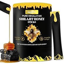 Himalayan Shilajit Honey Sticks for Men Shilajit for Women with Organic Honey and Saffron 30 Sticks for Energy Boost & Immune Support, 85+ Trace Minerals, 75%+ Fulvic Acid