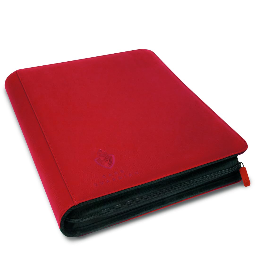Card Guardian Red - Toploader 9 Pocket Premium Binder With Zipper For 360 Cards - Side Loaded Pockets - Compatible With Sports And Trading Cards Tcg… (Red)