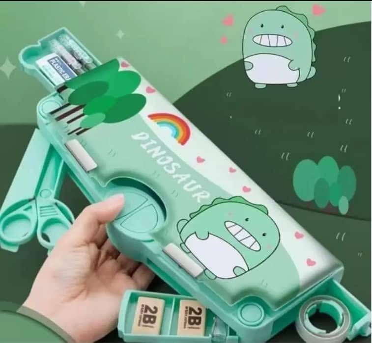 Image of Multifunctional Dinosaur Pencil Box for Kids - Magnetic Pop-up Box for Boys & Girls - Dinosaur Theme Return Gifts