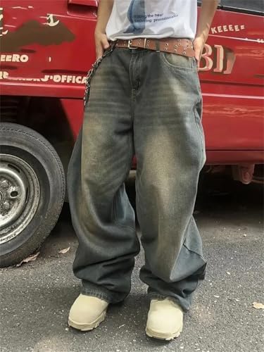 Men's American Casual Loose Straight Comfortable to Wash Solid Jeans2