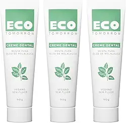 Kit 3 Cremes Dentais Menta Pura Eco Tomorrow 90g