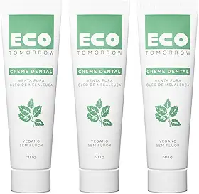 Kit 3 Cremes Dentais Menta Pura Eco Tomorrow 90g