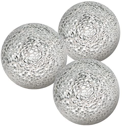 Kepfire 3Pcs Decorative Balls for Bowl,3.15 Inch Silver Decorative Balls for Vase Decor, Table Centerpiece, Bowl Fillers,Wedding Party Decorative