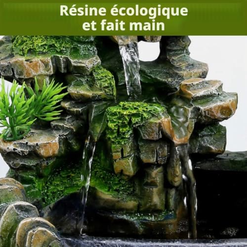 Fontaine de table cascade en resine d'aquarium et eclairage LED elegant - 3