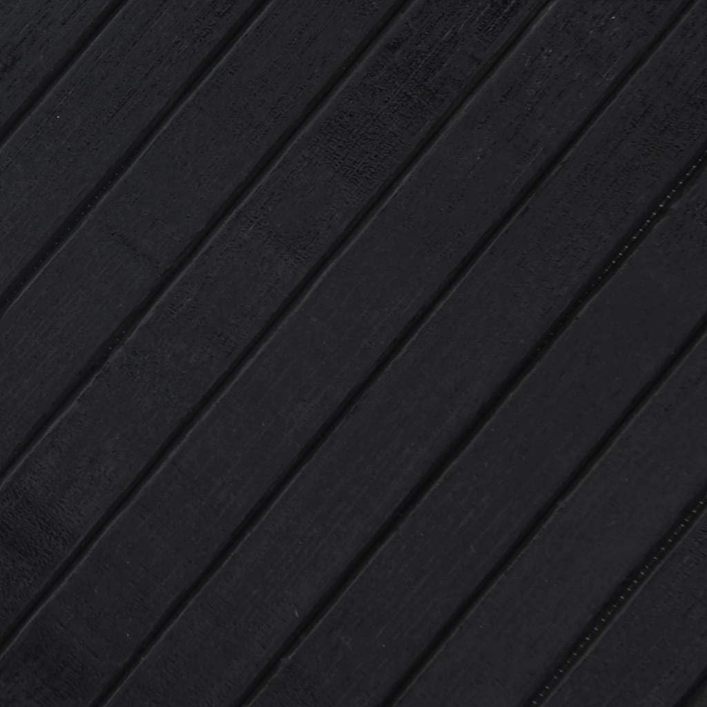 Tapis en bambou 100 x 100 cm, carré, antidérapant, en bambou naturel, revêtement de sol moderne pour salon, chambre à coucher, couloir, noir