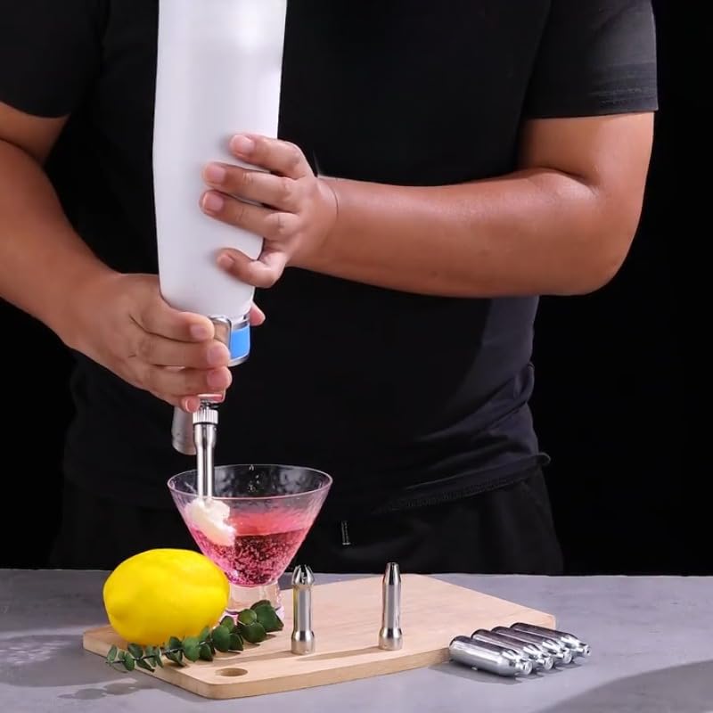 Dispenser per panna montata, grande capacità, in acciaio inox, per dessert, bevande e cottura, facile da pulire, strumento professionale per montare (ugello in acciaio inox)