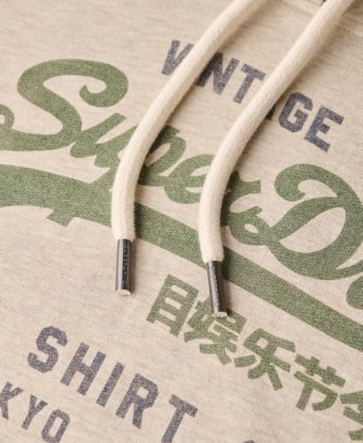 Superdry Herren Lässiges Vintage Logo Heritage Hoodie Pelikanbeige Meliert XL – Ansicht 5