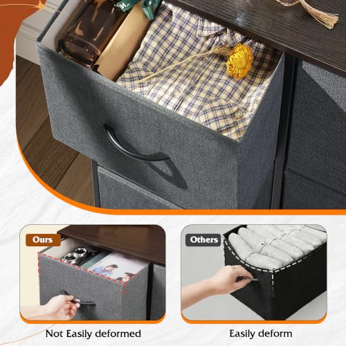Image of WLIVE Dresser with 5 Drawers, Fabric Storage Tower, Organizer Unit for Bedroom, Hallway, Entryway, Closets, Sturdy Steel Frame, Wood Top, Easy Pull Handle