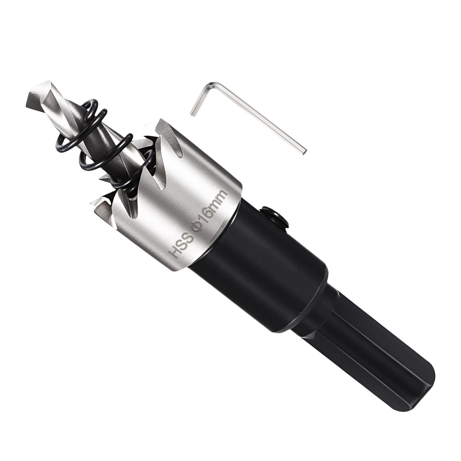 METALLIXITY Hole Saw 16mm (5/8"), 4241 High Speed Steel Hole Cutter with Center Drill Bit, Hex Key and Spring