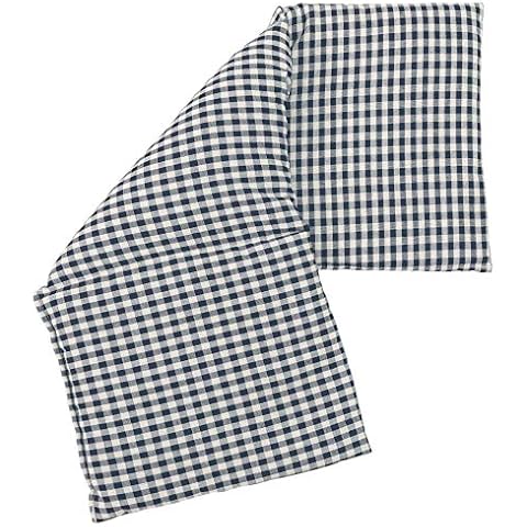 Hot Cherry Pit Pillow - Heating Pad and Cooling Bag - Cherry Stone - Microwavable (Cotton bio, Blue and White, 3 Pockets Style 19.6 x 7.8 in) Cover