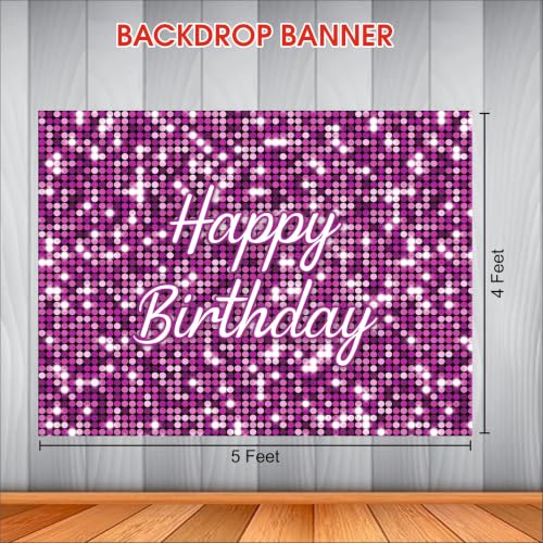 Image of Pink Birthday Backdrop 5x4 Ft | Backdrops for Decoration | Birthday Decoration Backdrop | Banner for Kids Theme Party