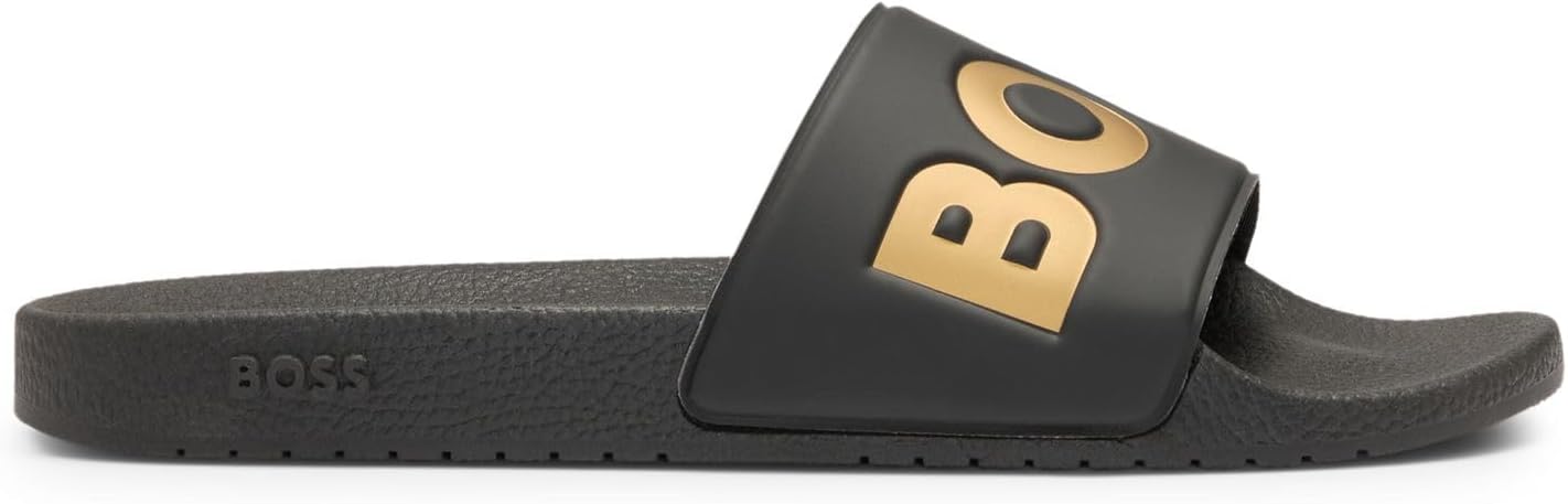 BOSS メンズ Aryeh Slidイタリア製スライドサンダル。大きなロゴディテール。