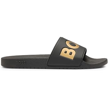 BOSS Mens Aryeh Slid Made in Italy Slides with Large Logo Detail Size