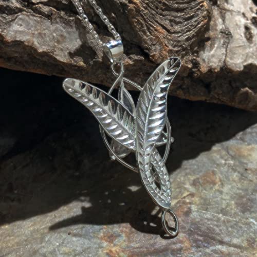 Bahamut 925 Sterling Silver Lord Of The Ring Arwen Evenstar Pendant Necklace With 5A Cubic Zirconia, Princess Of The Elves Jewelry For Women Mom Girls Wife Girlfriend (Silver) #TOP6