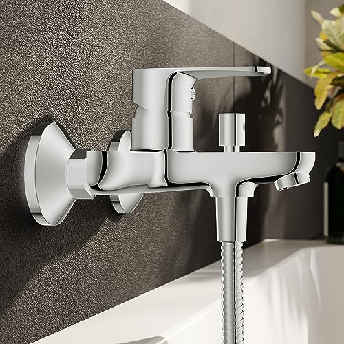 EISL Badewannenarmatur CLAUDIO, Mischbatterie Chrom mit Brauseanschluss, Wasserhahn Badewanne mit Umsteller zwischen Wanneneinlauf und Brause, Einhebelmischer NI023CALCR