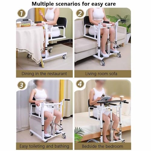 Silla multifuncional de transferencia de pacientes con altura ajustable, silla de ruedas y mesa de comedor para el cuidado de ancianos y asistencia de movilidad