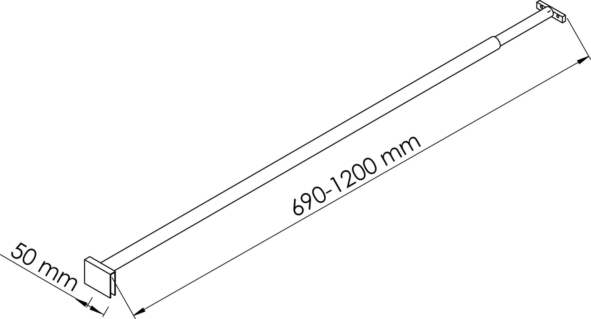 Barre de Fixation Murale Extensible 69 à 120cm aluminium 8mm | Orientable avec Pivots Intégrés, parois douche, chromé, Installation simple et rapide, finition soignée