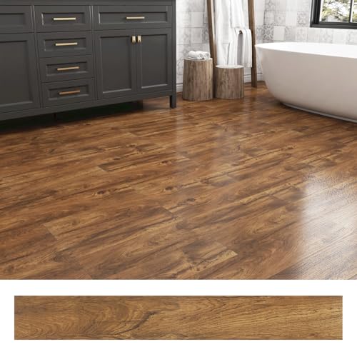 Decotalk Peel and Stick Floor Tile Bathroom Floor Tile Brown