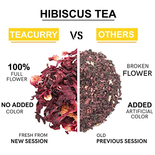 Image of TEACURRY Hibiscus Flower Tea - 25 Tea Bags | Helps with Heart Health, boosts liver health | Hibiscus Tea For Skin | Hibiscus Tea Petals